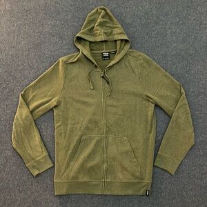 PrAna Cardiff Fleece Hooded Sweatshirt size Medium Slate Green Heather